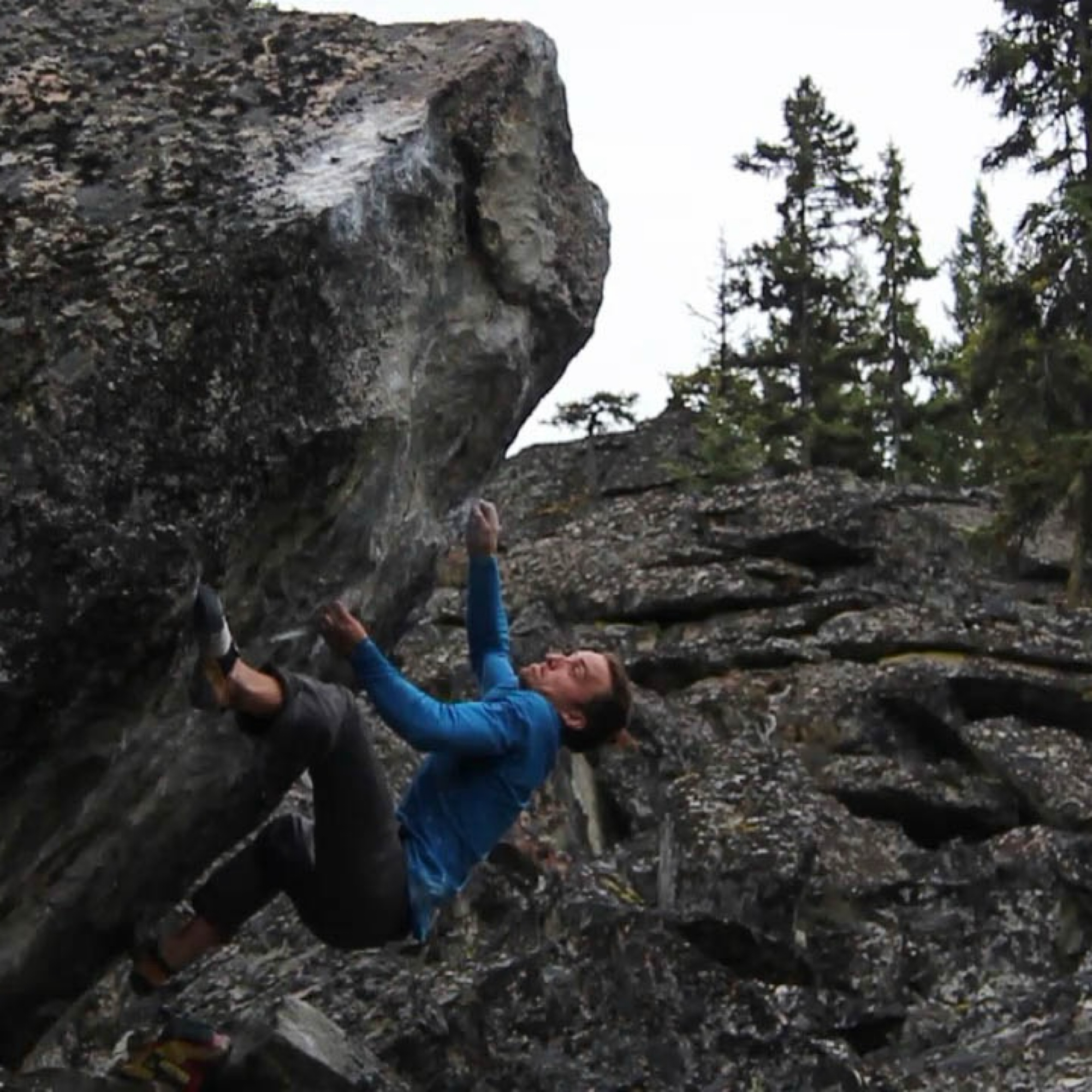 Climbing Beta video of climbers on Fly Free Low v7 in Kelowna with undefined beta videos in KAYA, the climber's app - where climbers can log and track their ascents, progress, and connect with their local gym and outdoor climbing community.