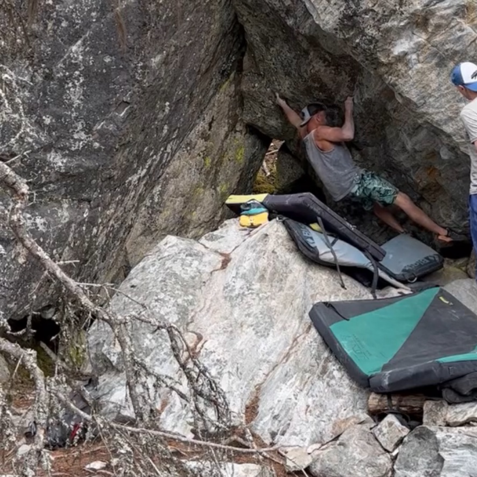 Climbing Beta video of climbers on A New Hope v7 in Kelowna with undefined beta videos in KAYA, the climber's app - where climbers can log and track their ascents, progress, and connect with their local gym and outdoor climbing community.