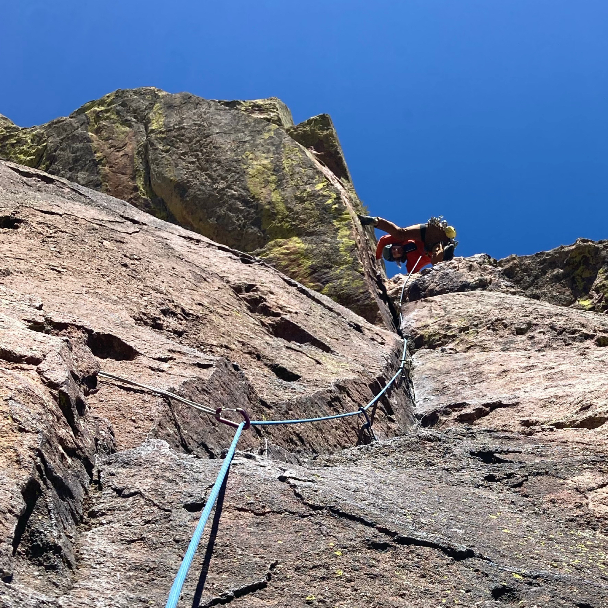 Climbing Beta video of climbers on Long John Wall 5.8 in Eldorado Canyon with undefined beta videos in KAYA, the climber's app - where climbers can log and track their ascents, progress, and connect with their local gym and outdoor climbing community.