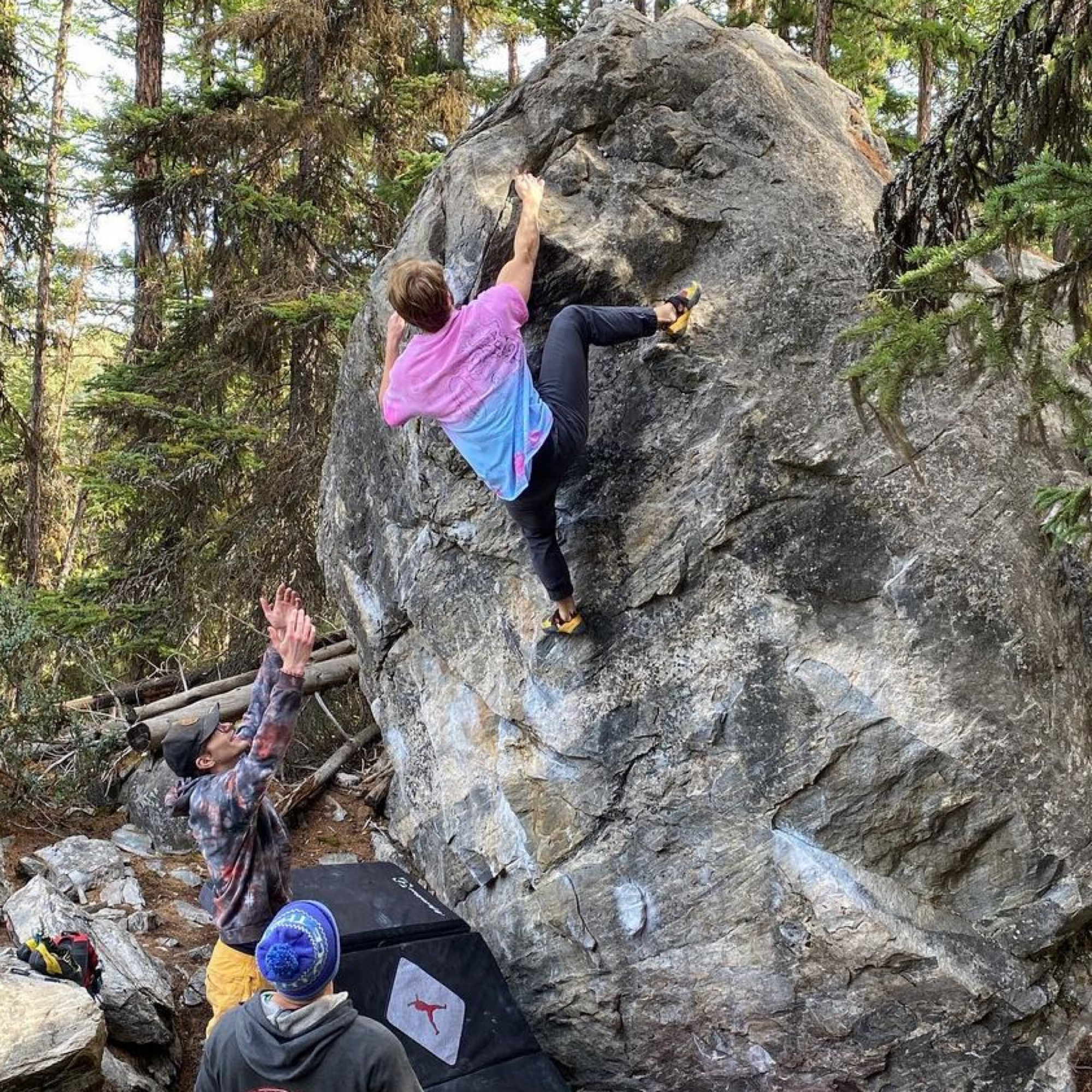 Climbing Beta video of climbers on Dark Prince Direct v5 in Kelowna with undefined beta videos in KAYA, the climber's app - where climbers can log and track their ascents, progress, and connect with their local gym and outdoor climbing community.