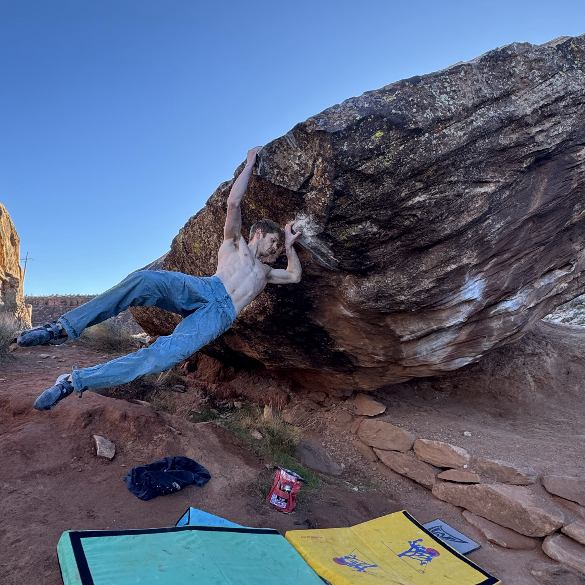 Climbing Beta video of climbers on Booka Booka Booka v13 in Moe's Valley with undefined beta videos in KAYA, the climber's app - where climbers can log and track their ascents, progress, and connect with their local gym and outdoor climbing community.