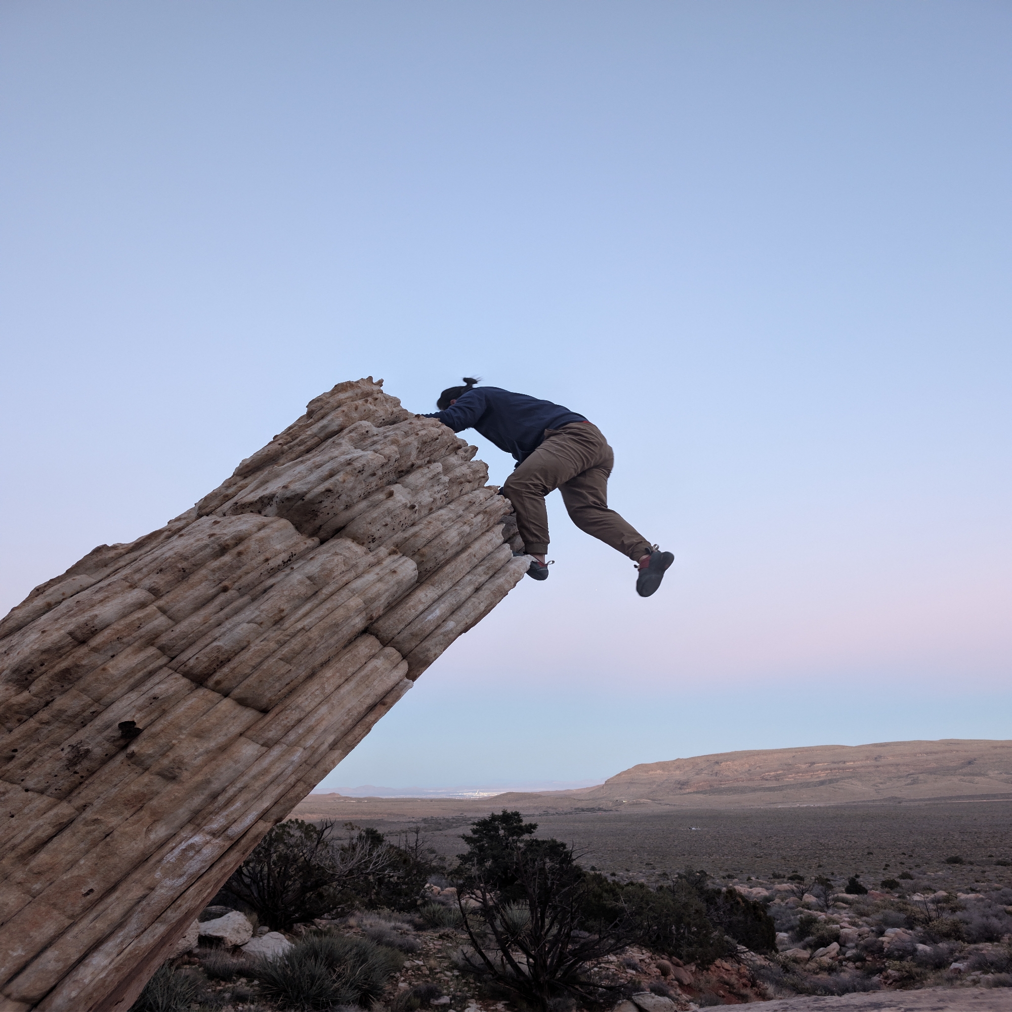 Climbing Beta video of climbers on Sundial Traverse v1 in Red Rock with undefined beta videos in KAYA, the climber's app - where climbers can log and track their ascents, progress, and connect with their local gym and outdoor climbing community.