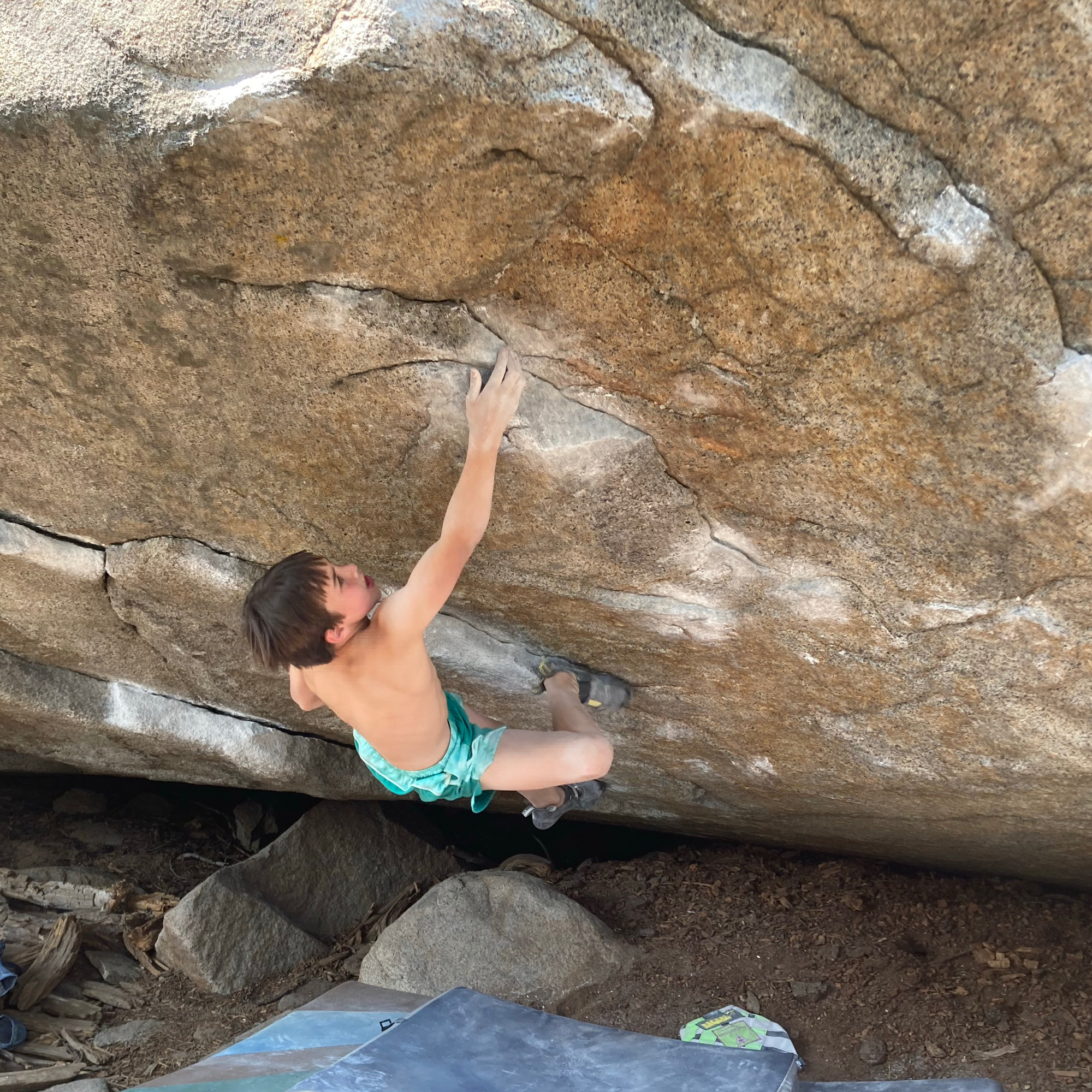 Climbing Beta video of climbers on Buttload of Sausage v8 in Lake Tahoe with undefined beta videos in KAYA, the climber's app - where climbers can log and track their ascents, progress, and connect with their local gym and outdoor climbing community.