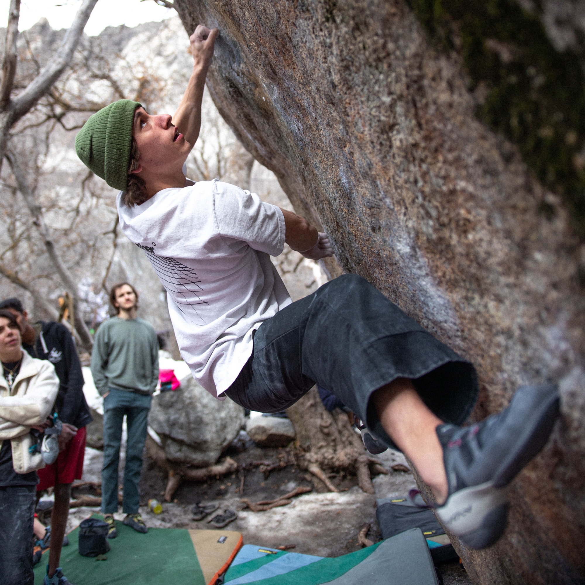 Climbing Beta video of climbers on Mantra v14 in Little Cottonwood Canyon with undefined beta videos in KAYA, the climber's app - where climbers can log and track their ascents, progress, and connect with their local gym and outdoor climbing community.