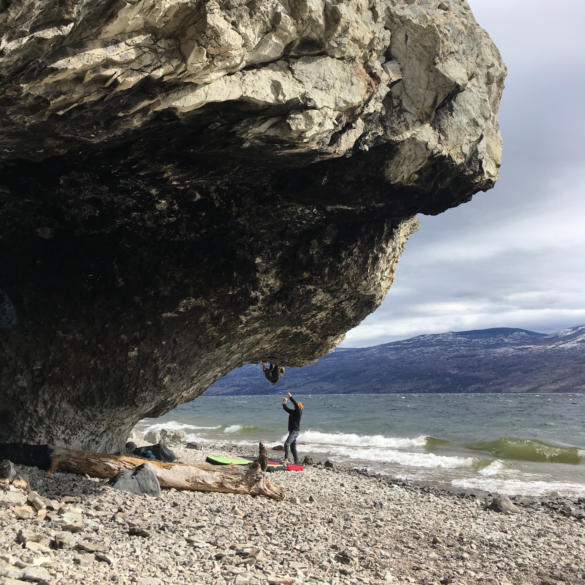 Climbing Beta video of climbers on Bucket List v5 in Kelowna with undefined beta videos in KAYA, the climber's app - where climbers can log and track their ascents, progress, and connect with their local gym and outdoor climbing community.