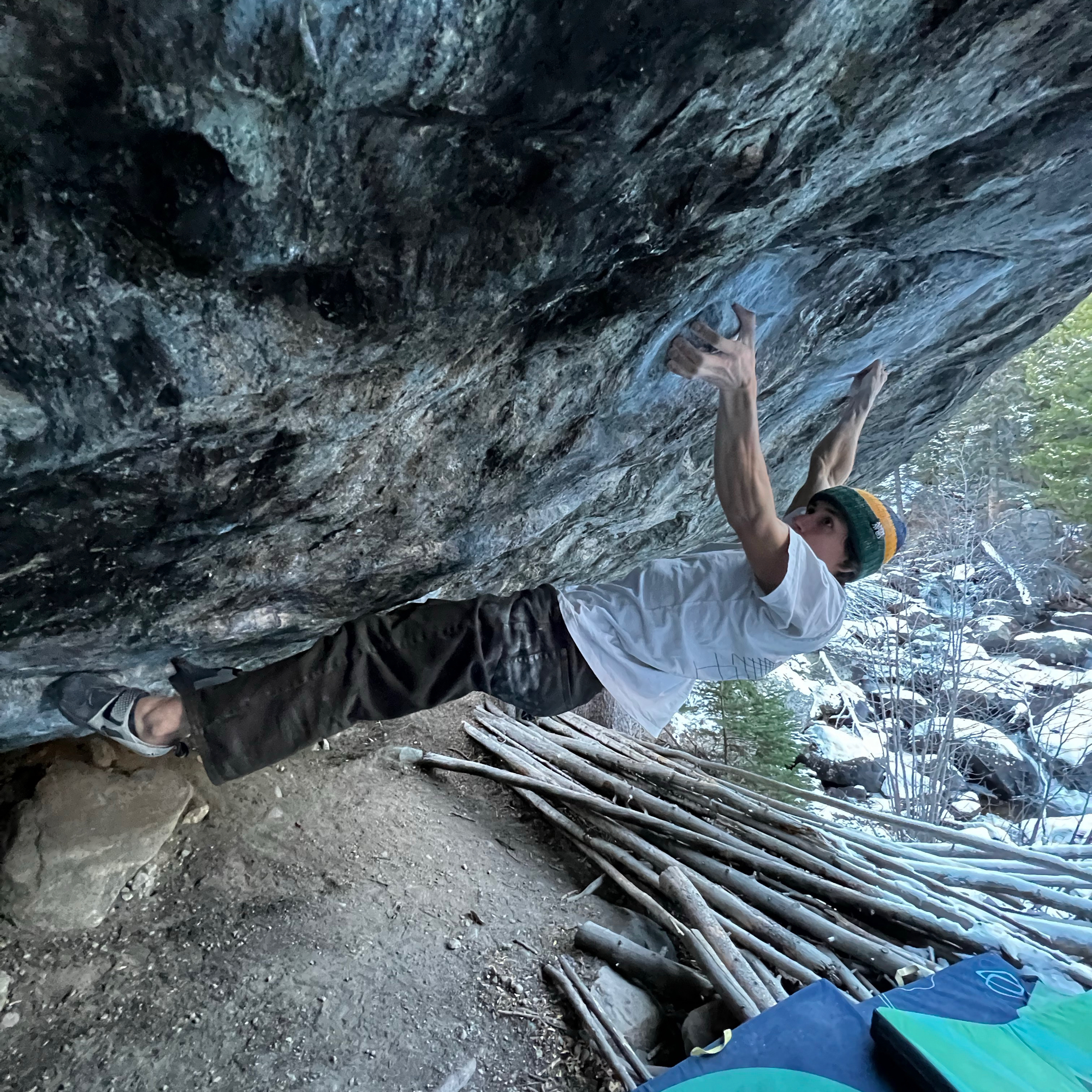 Climbing Beta video of climbers on Paint it Black v15 in Rocky Mountain National Park with undefined beta videos in KAYA, the climber's app - where climbers can log and track their ascents, progress, and connect with their local gym and outdoor climbing community.