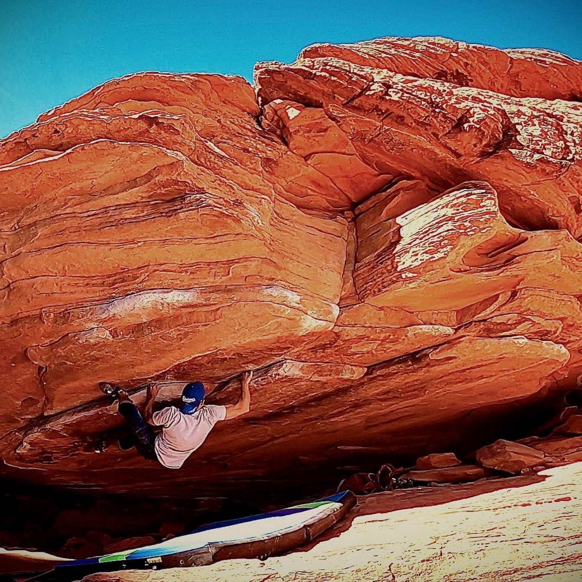Climbing Beta video of climbers on The Dirty Rail v7 in Red Rock with undefined beta videos in KAYA, the climber's app - where climbers can log and track their ascents, progress, and connect with their local gym and outdoor climbing community.
