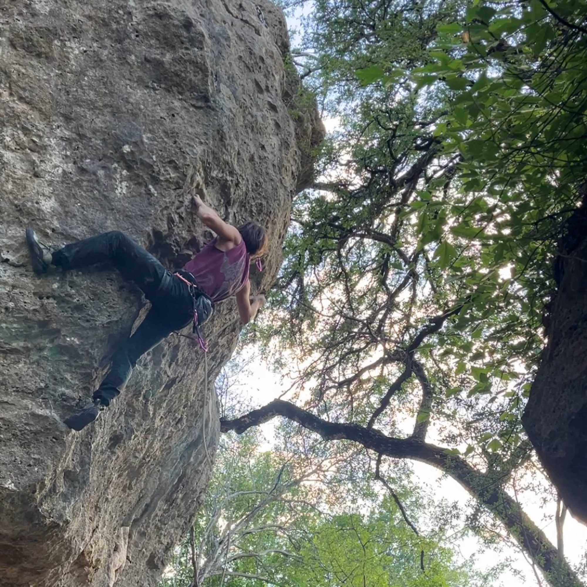 Climbing Beta video of climbers on Poco’s Piss 5.12b in Reimer's Ranch with undefined beta videos in KAYA, the climber's app - where climbers can log and track their ascents, progress, and connect with their local gym and outdoor climbing community.
