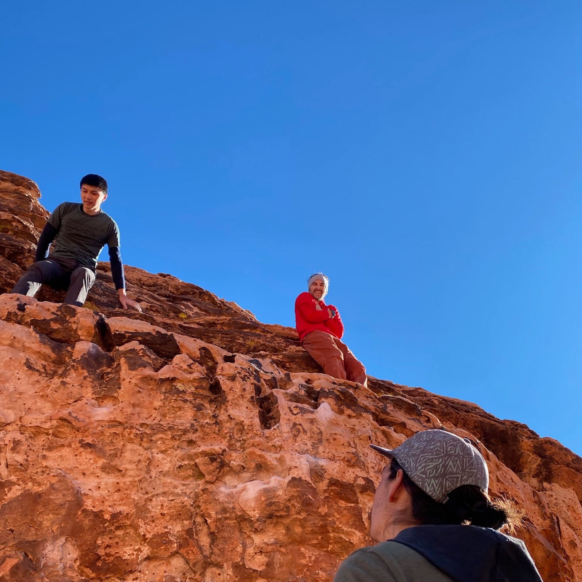 Climbing Beta video of climbers on Monkey Bar Right v6 in Red Rock with undefined beta videos in KAYA, the climber's app - where climbers can log and track their ascents, progress, and connect with their local gym and outdoor climbing community.