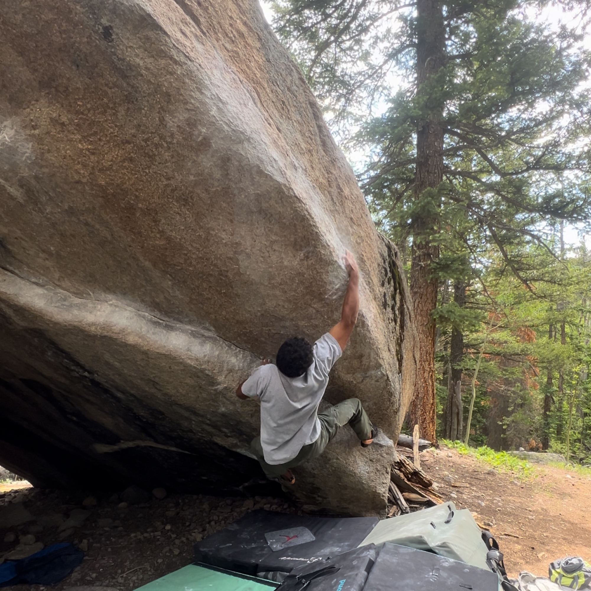 Climbing Beta video of climbers on Hamburglar v8 in Rocky Mountain National Park with undefined beta videos in KAYA, the climber's app - where climbers can log and track their ascents, progress, and connect with their local gym and outdoor climbing community.