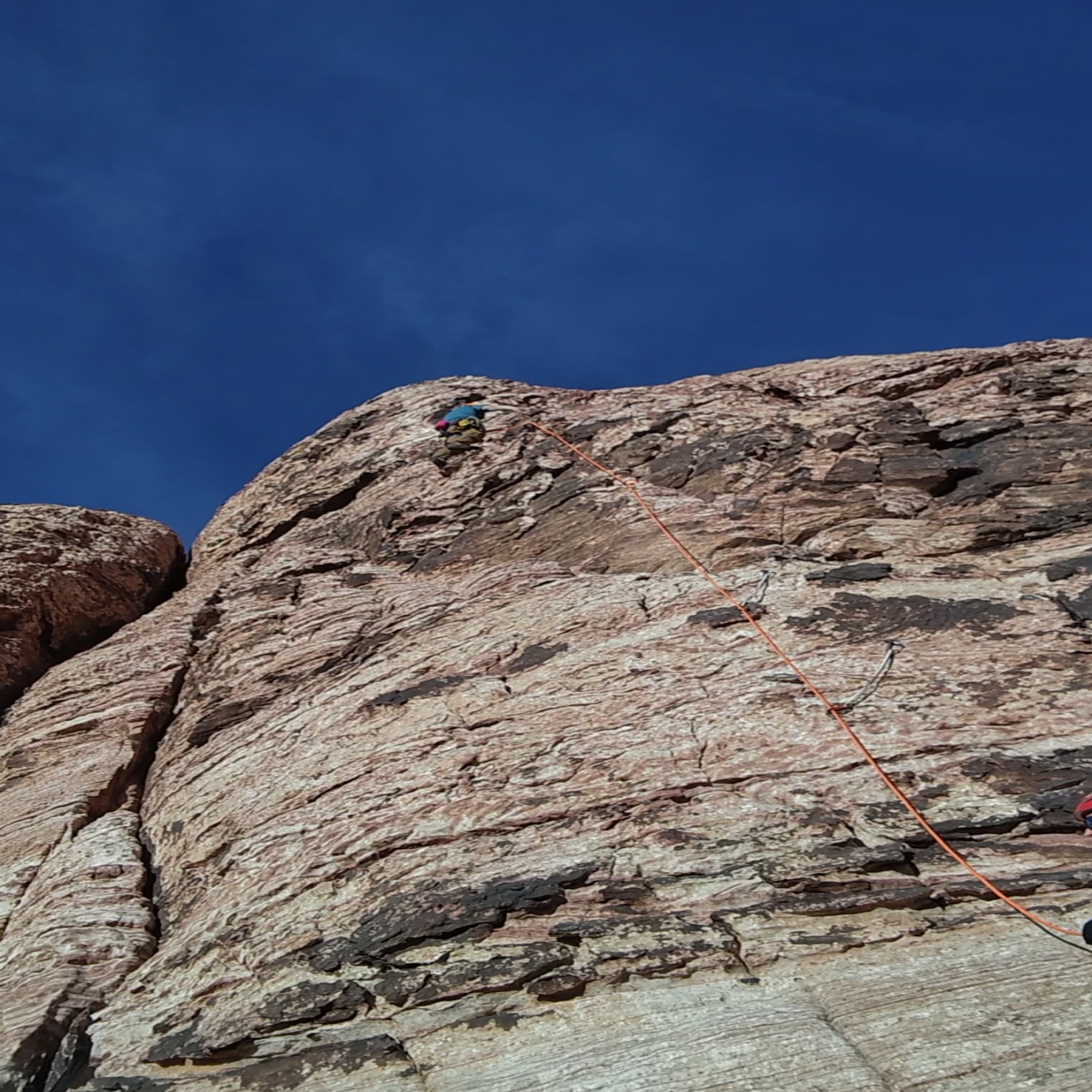 Climbing Beta video of climbers on The Three Kingdoms 5.7 in Red Rock with undefined beta videos in KAYA, the climber's app - where climbers can log and track their ascents, progress, and connect with their local gym and outdoor climbing community.