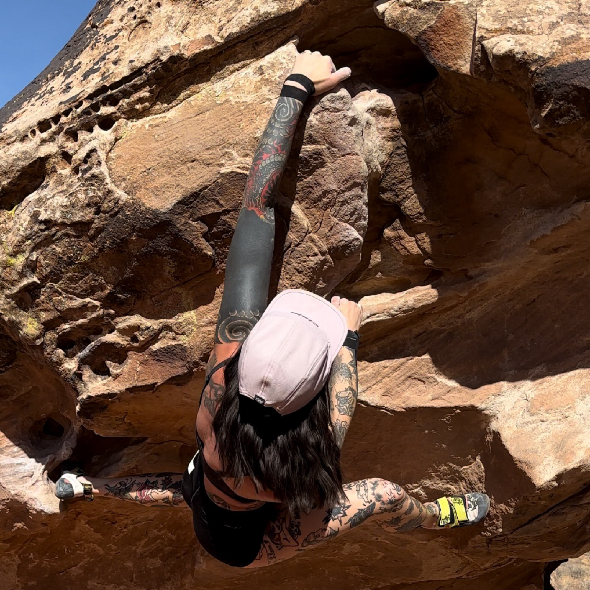 Climbing Beta video of climbers on Steamfunk v2 in Moe's Valley with undefined beta videos in KAYA, the climber's app - where climbers can log and track their ascents, progress, and connect with their local gym and outdoor climbing community.