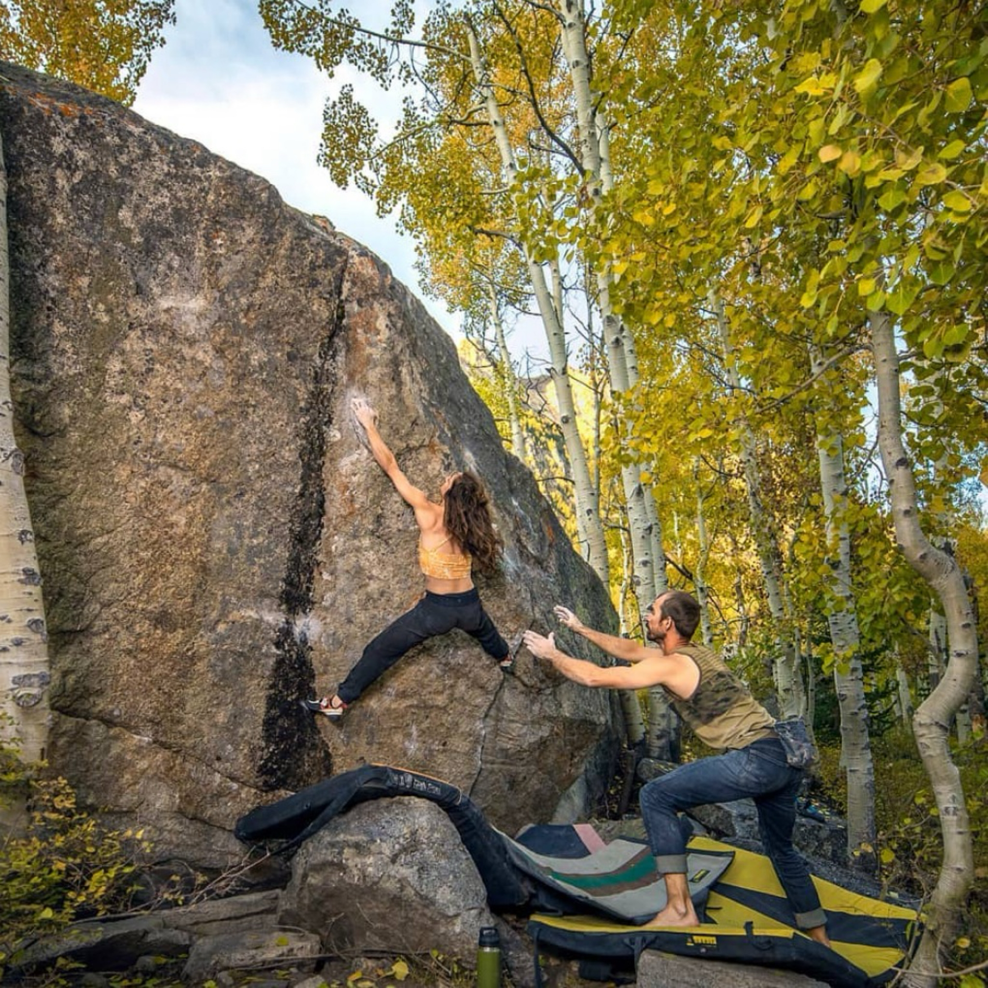 Climbing Beta video of climbers on Nest Egg v7 in Little Cottonwood Canyon with undefined beta videos in KAYA, the climber's app - where climbers can log and track their ascents, progress, and connect with their local gym and outdoor climbing community.
