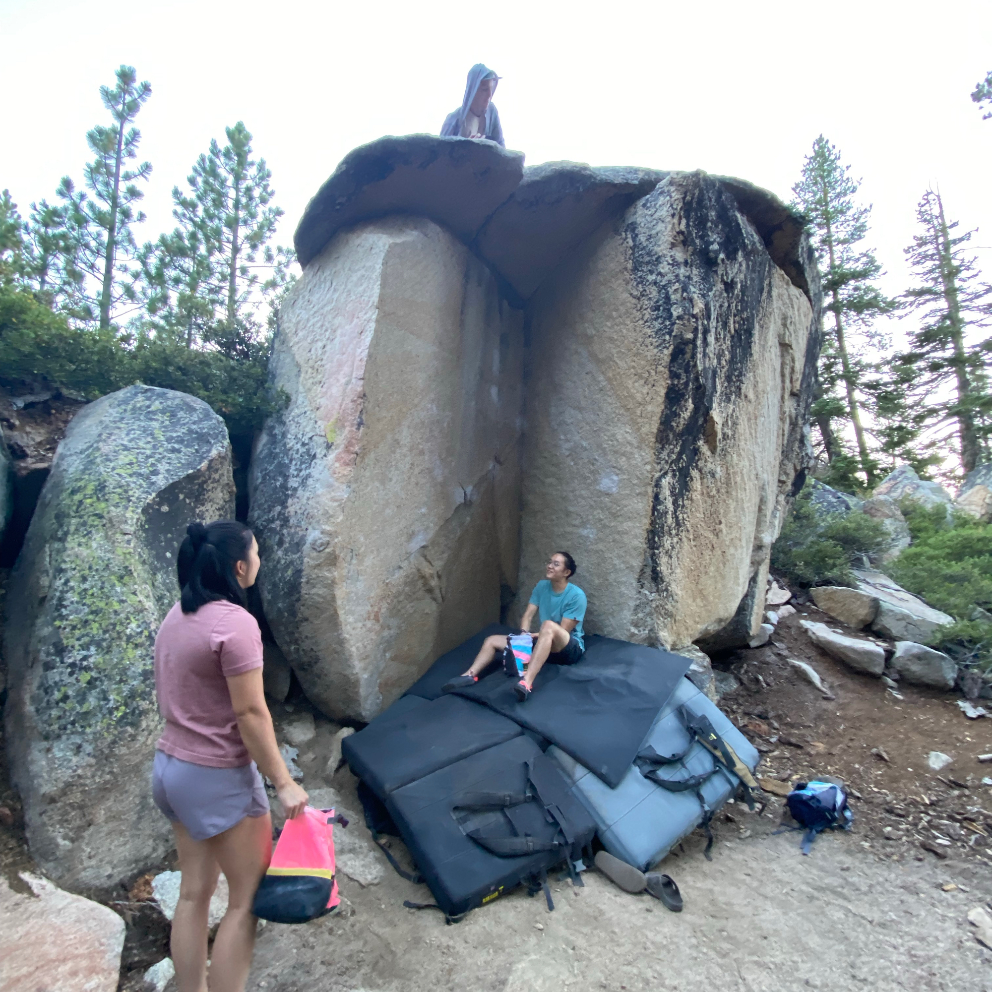 Climbing Beta video of climbers on Grim Reality v3 in Lake Tahoe with undefined beta videos in KAYA, the climber's app - where climbers can log and track their ascents, progress, and connect with their local gym and outdoor climbing community.