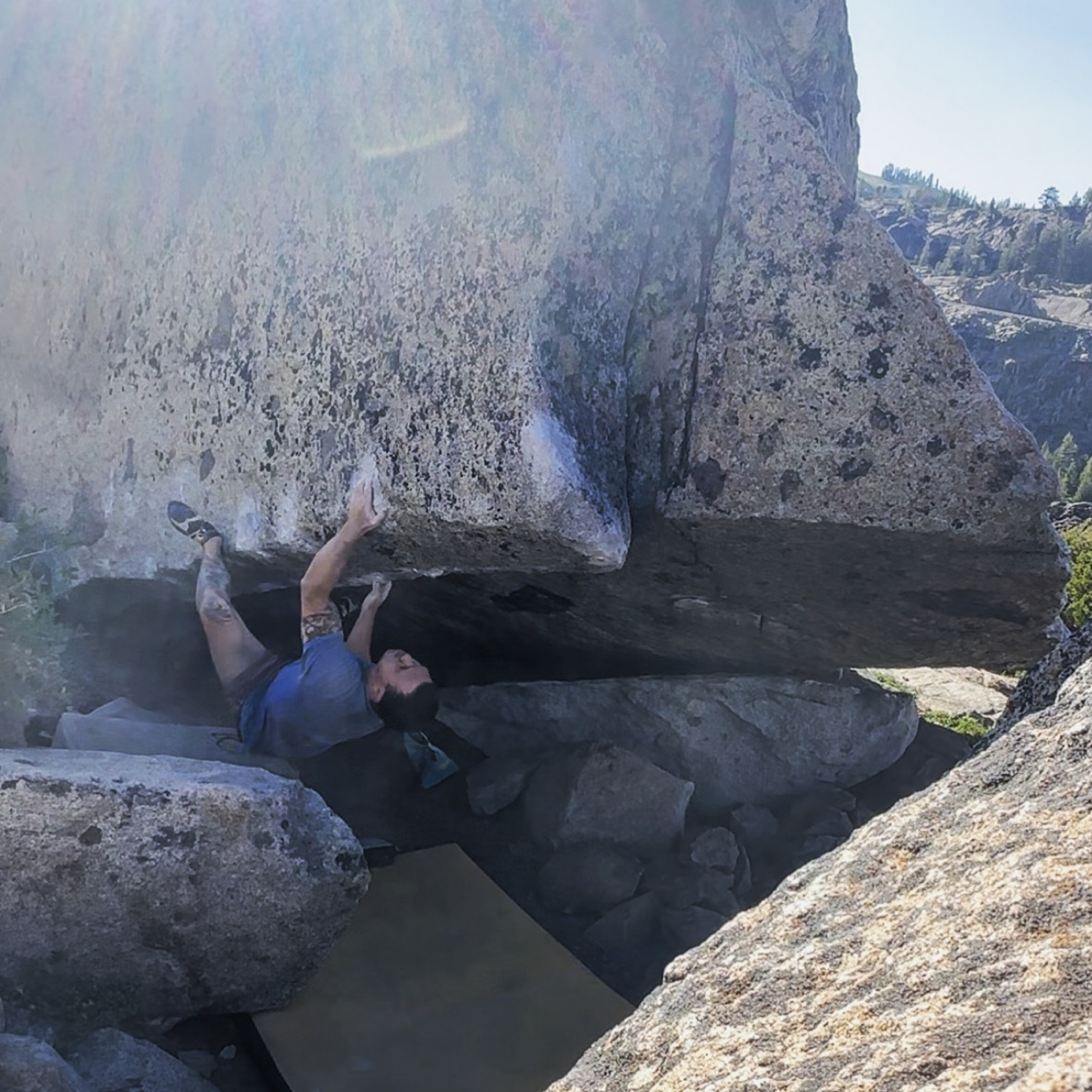 Climbing Beta video of climbers on Sword of Damocles v9 in Lake Tahoe with undefined beta videos in KAYA, the climber's app - where climbers can log and track their ascents, progress, and connect with their local gym and outdoor climbing community.