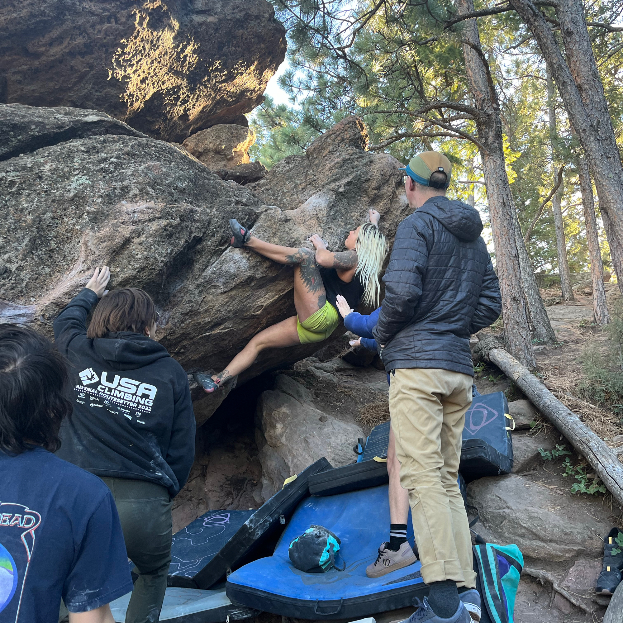 Climbing Beta video of climbers on Battaglia's Bottom v7 in Flagstaff Mountain, CO with undefined beta videos in KAYA, the climber's app - where climbers can log and track their ascents, progress, and connect with their local gym and outdoor climbing community.