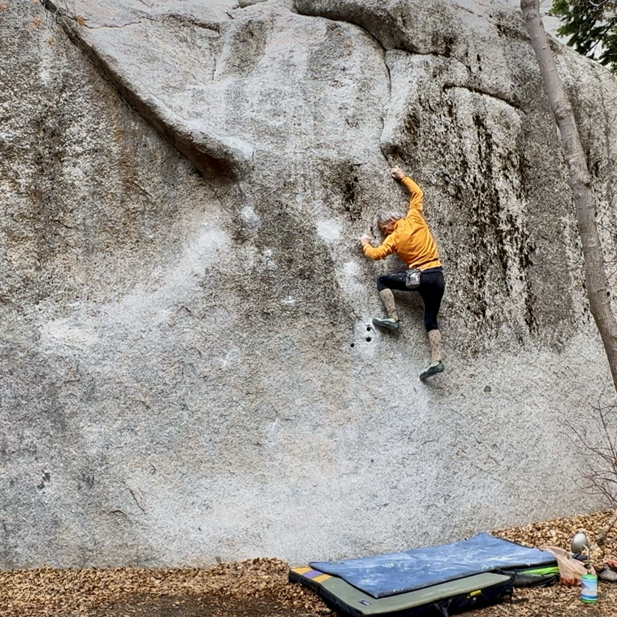 Climbing Beta video of climbers on Huge v9 in Little Cottonwood Canyon with undefined beta videos in KAYA, the climber's app - where climbers can log and track their ascents, progress, and connect with their local gym and outdoor climbing community.