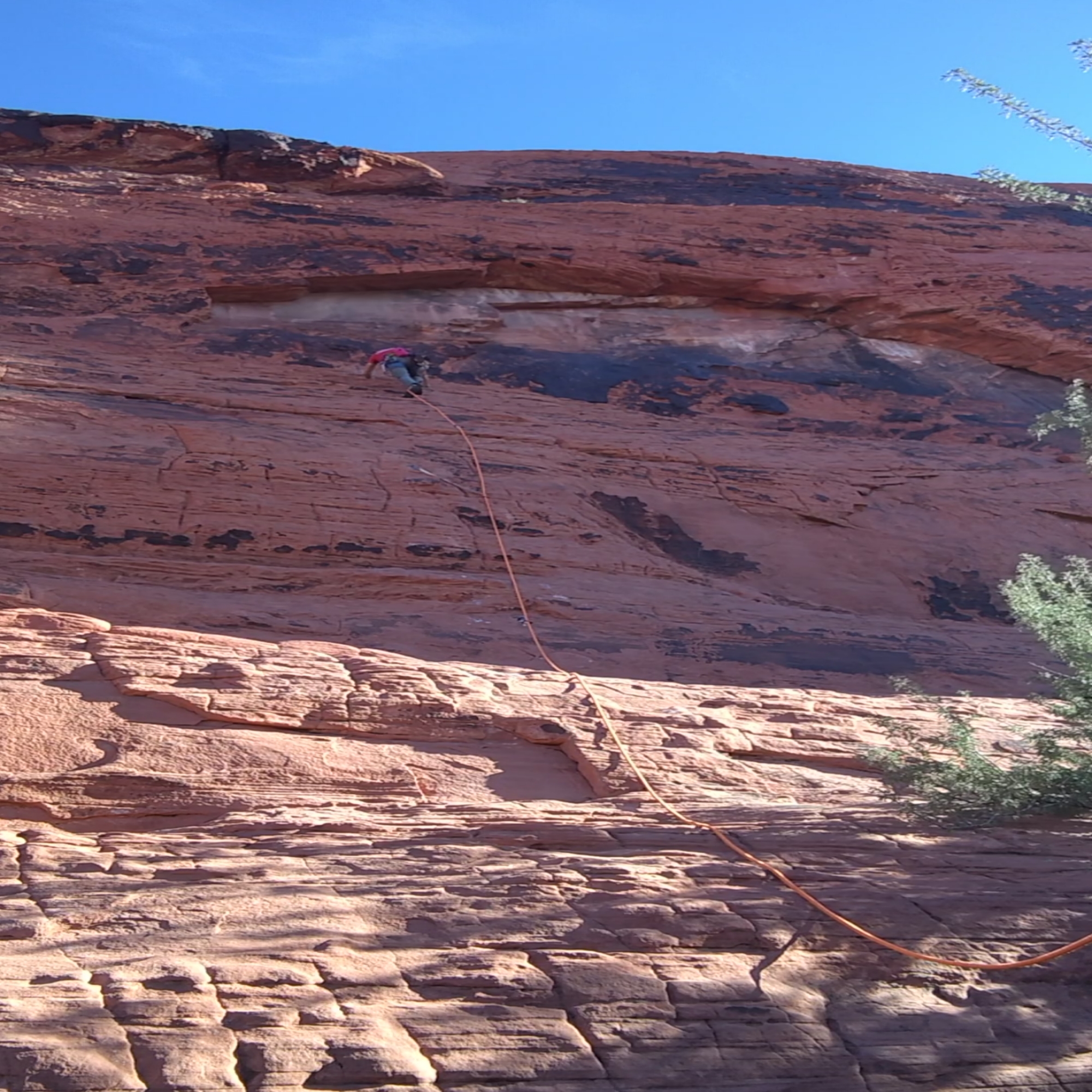 Climbing Beta video of climbers on The Plays the Thing 5.4 in Red Rock with undefined beta videos in KAYA, the climber's app - where climbers can log and track their ascents, progress, and connect with their local gym and outdoor climbing community.
