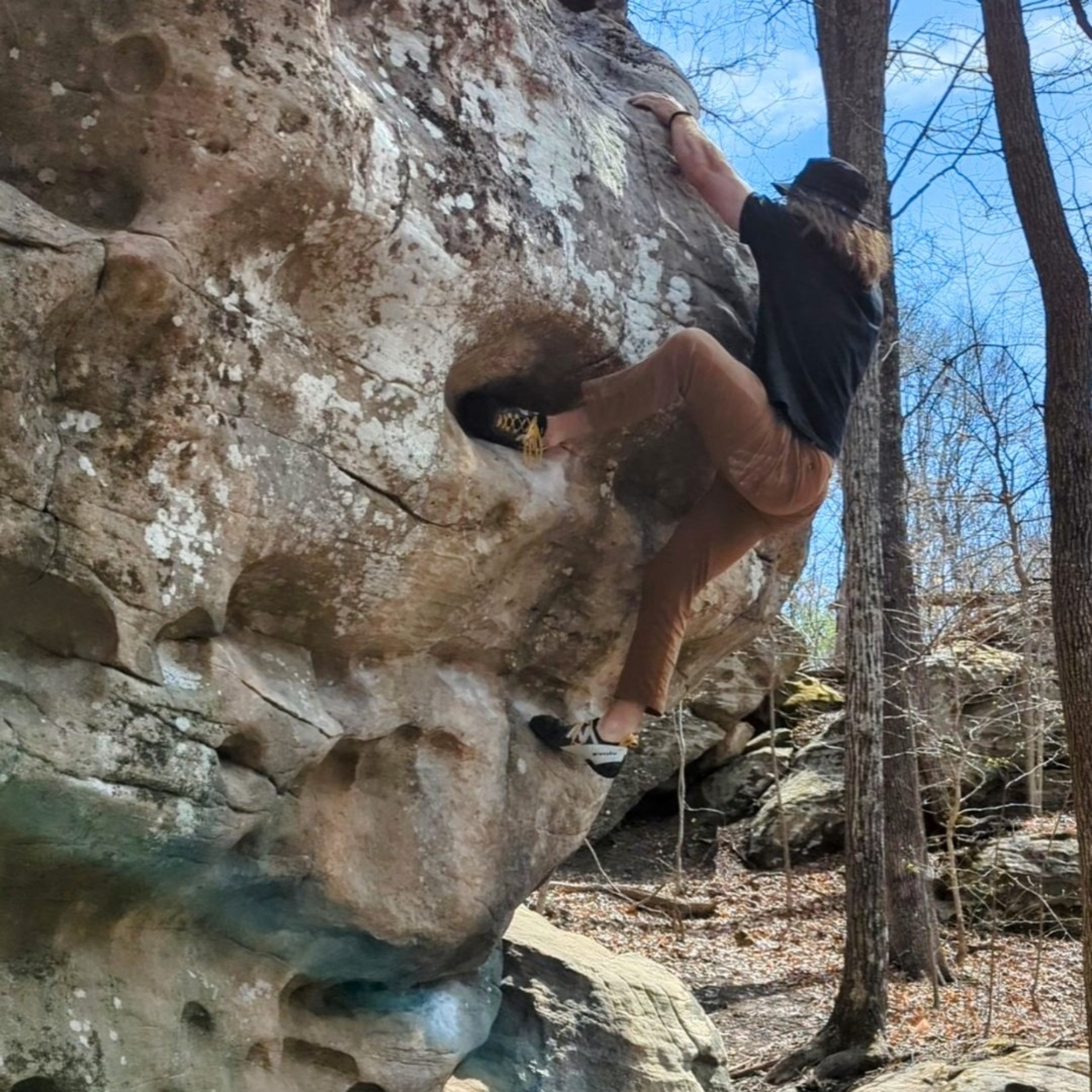 Climbing Beta video of climbers on Calypso v6 in Holy Boulders with undefined beta videos in KAYA, the climber's app - where climbers can log and track their ascents, progress, and connect with their local gym and outdoor climbing community.