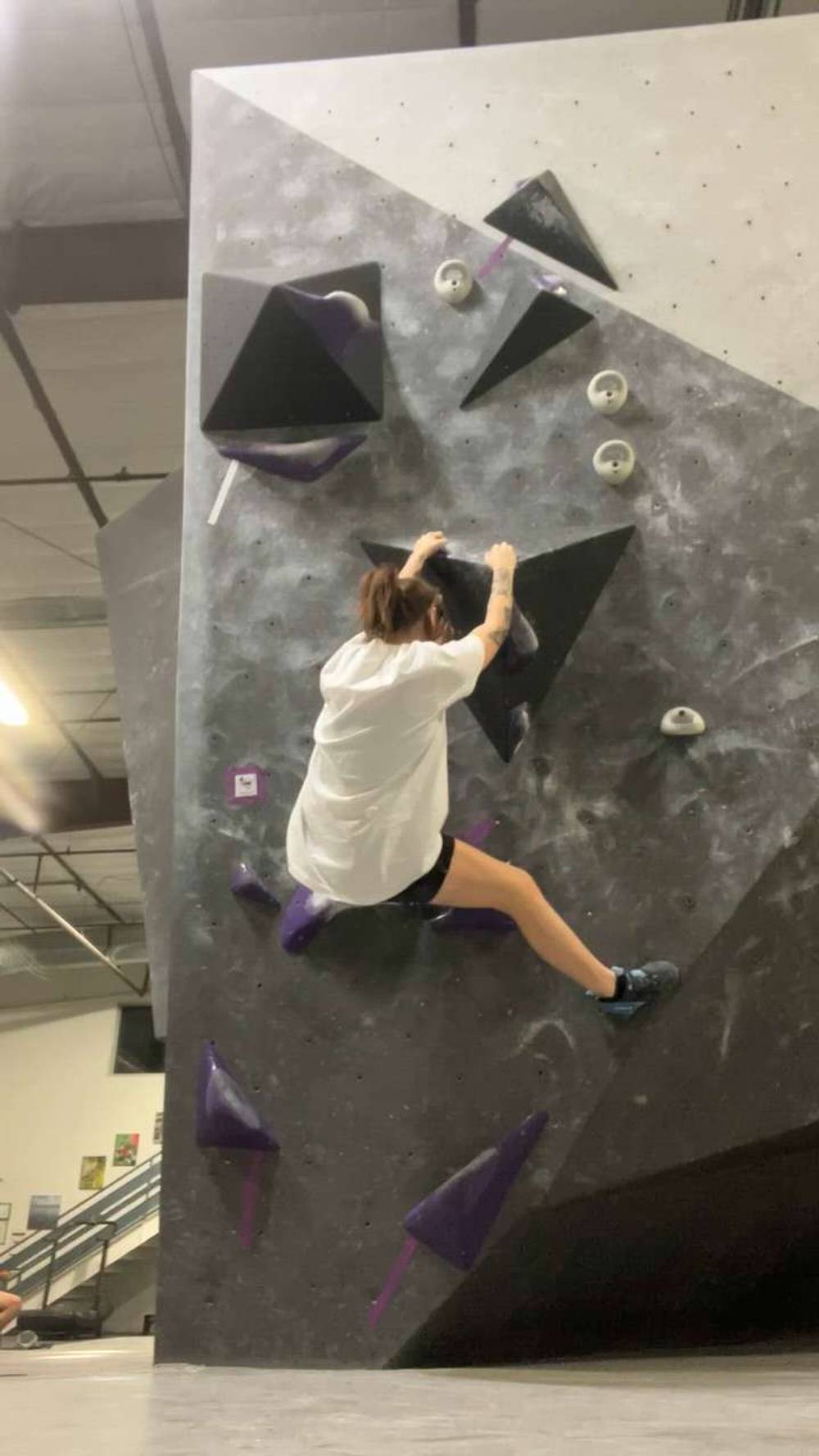 Purple Easy Feature, v1, Black Rock Bouldering Gym - Beta Video from billienotreally