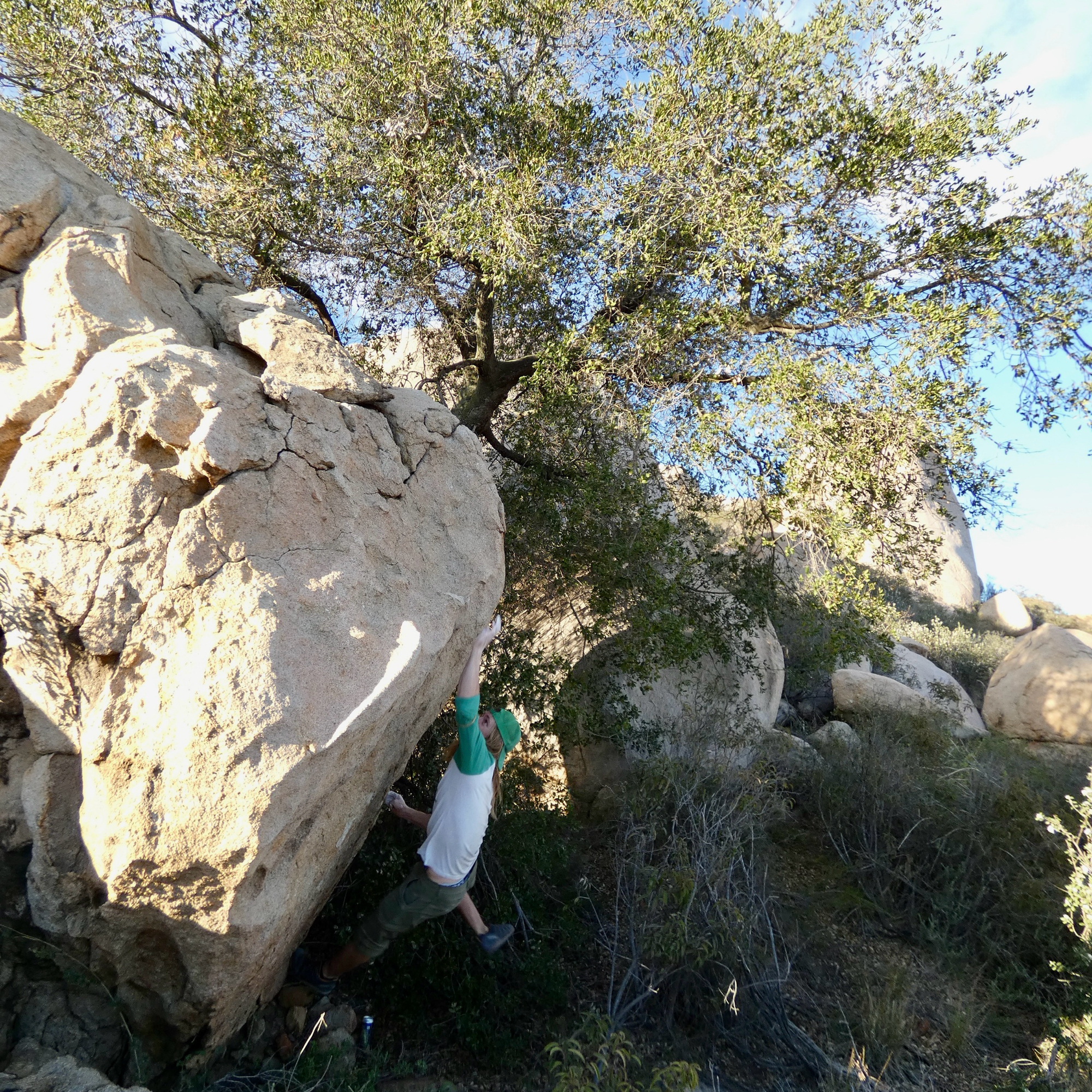 Climbing Beta video of climbers on What the Hail v1 in Lake Ramona with undefined beta videos in KAYA, the climber's app - where climbers can log and track their ascents, progress, and connect with their local gym and outdoor climbing community.