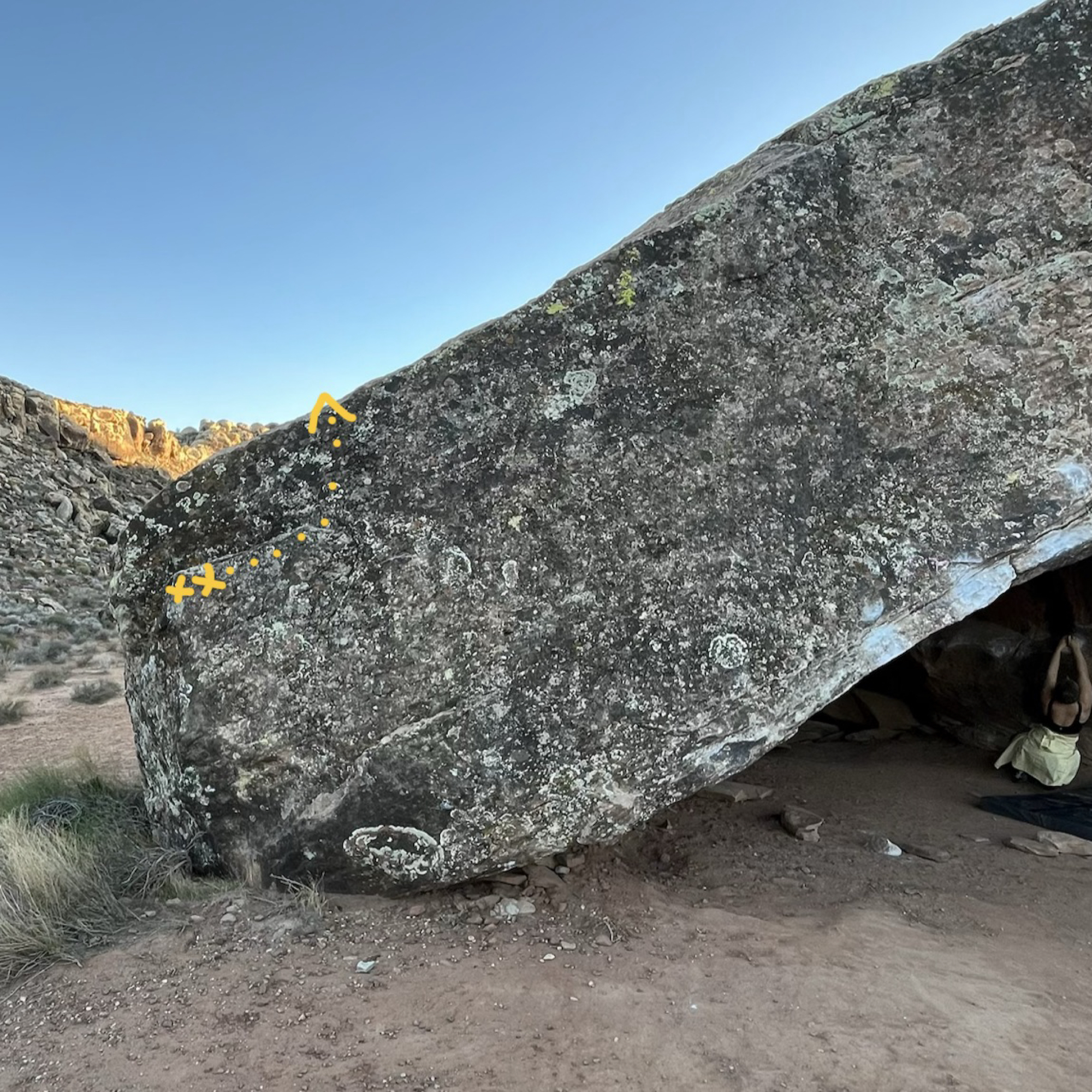Climbing Beta video of climbers on Root Beer Rail v0 in Moe's Valley with undefined beta videos in KAYA, the climber's app - where climbers can log and track their ascents, progress, and connect with their local gym and outdoor climbing community.