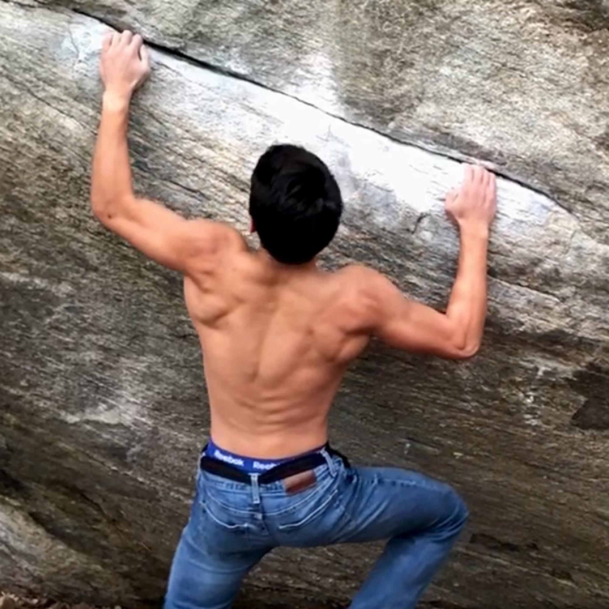 Climbing Beta video of climbers on Dime Crack v5 in Rumbling Bald with undefined beta videos in KAYA, the climber's app - where climbers can log and track their ascents, progress, and connect with their local gym and outdoor climbing community.