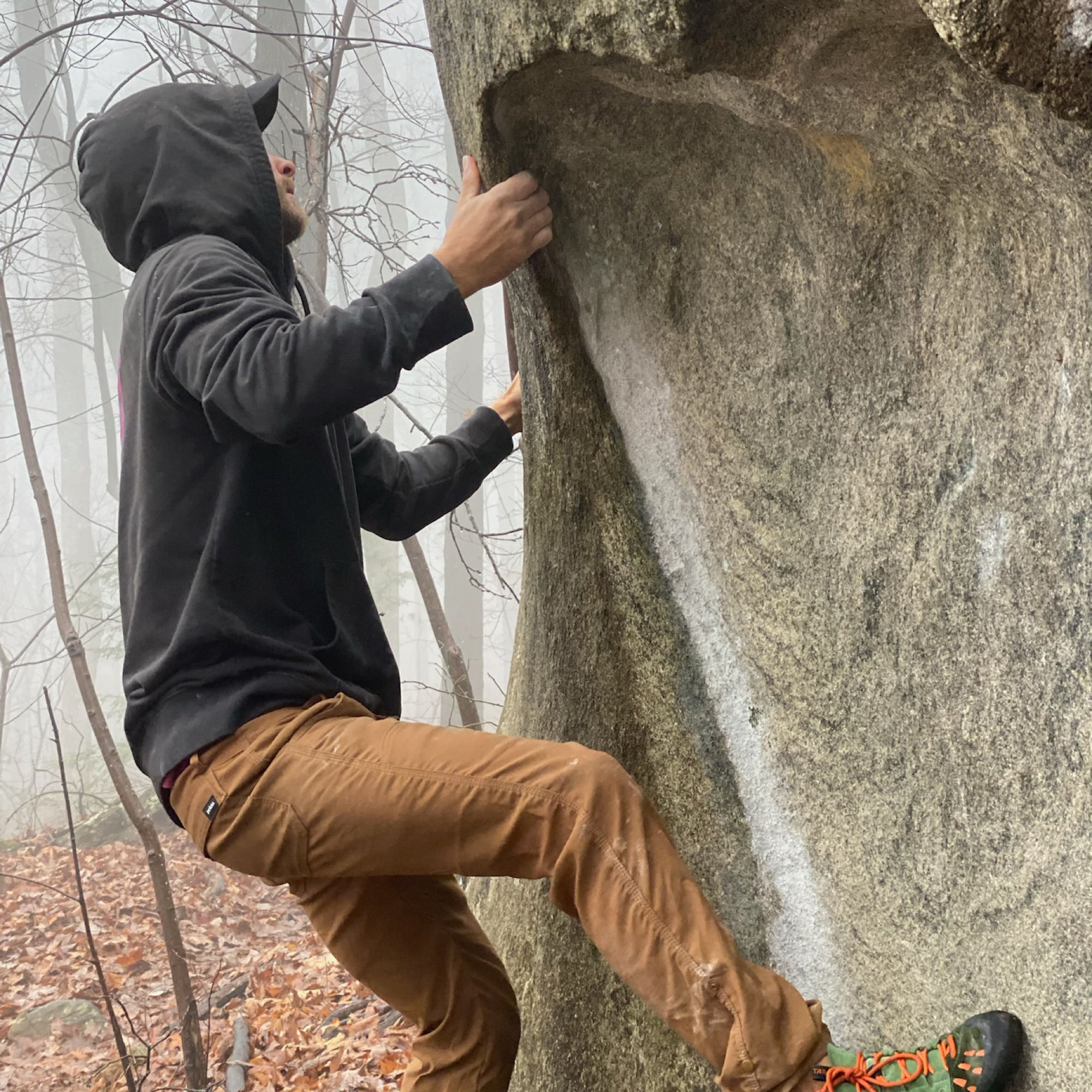 Climbing Beta video of climbers on Homer v3 in Rumbling Bald with undefined beta videos in KAYA, the climber's app - where climbers can log and track their ascents, progress, and connect with their local gym and outdoor climbing community.