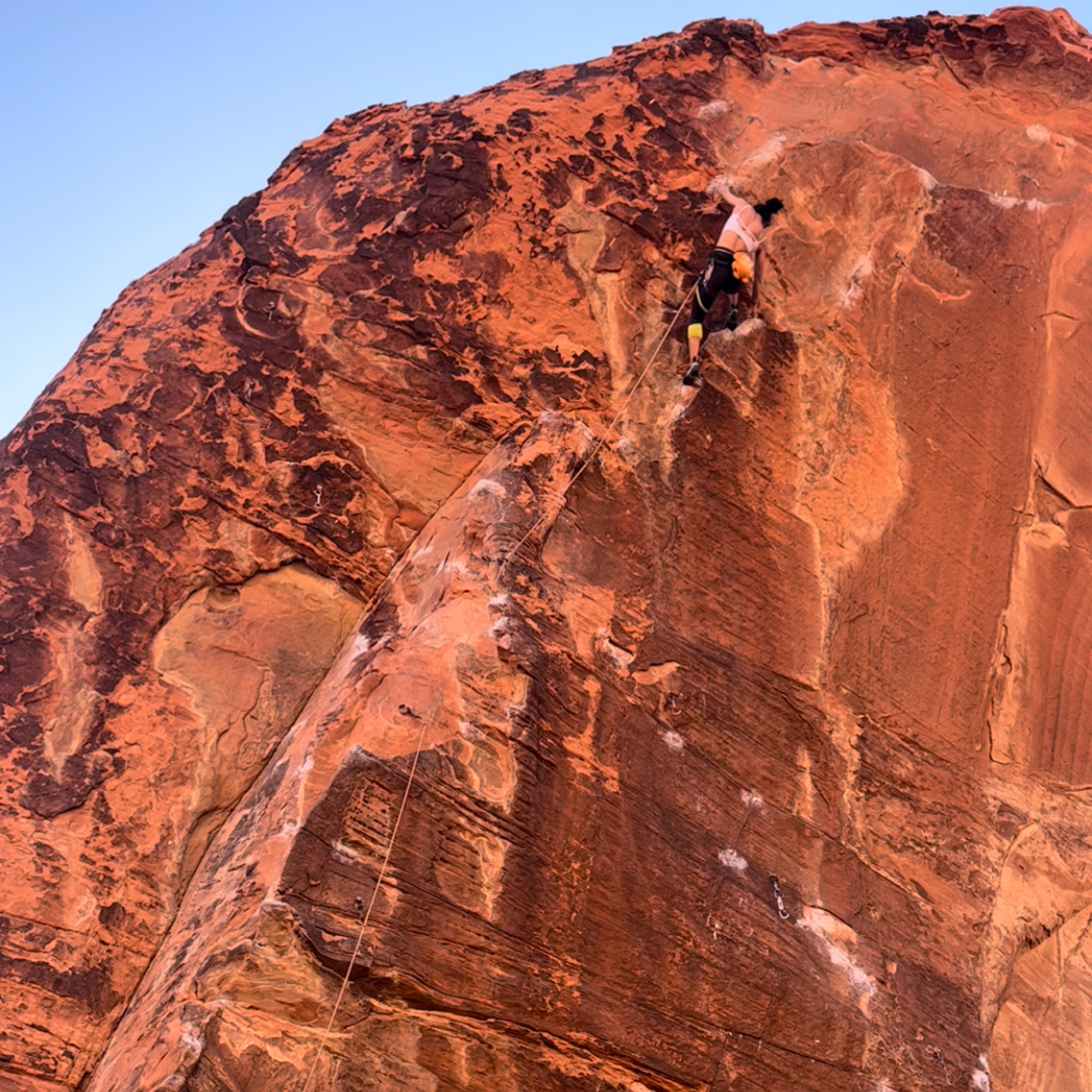 Climbing Beta video of climbers on The Prophet 5.12b in Red Rock with undefined beta videos in KAYA, the climber's app - where climbers can log and track their ascents, progress, and connect with their local gym and outdoor climbing community.