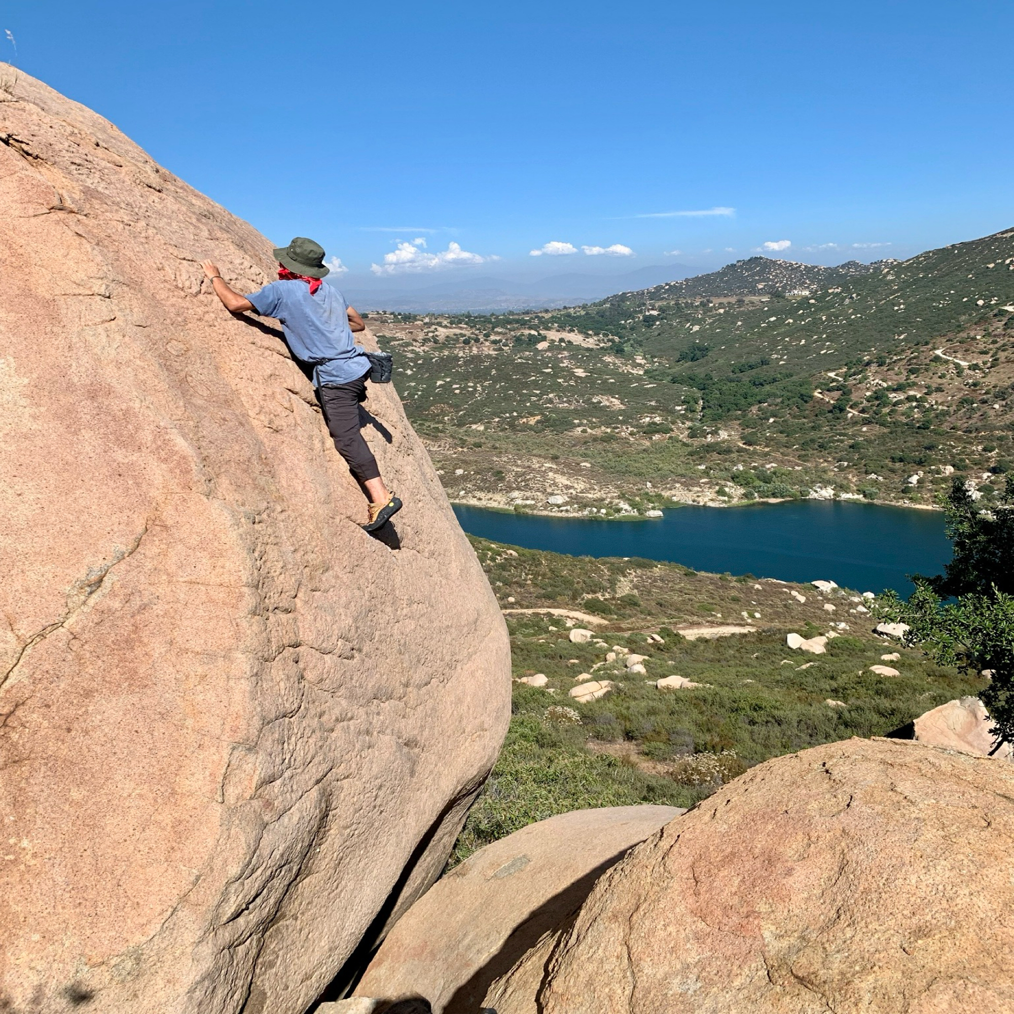 Climbing Beta video of climbers on Sober 420 v1 in Lake Ramona with undefined beta videos in KAYA, the climber's app - where climbers can log and track their ascents, progress, and connect with their local gym and outdoor climbing community.