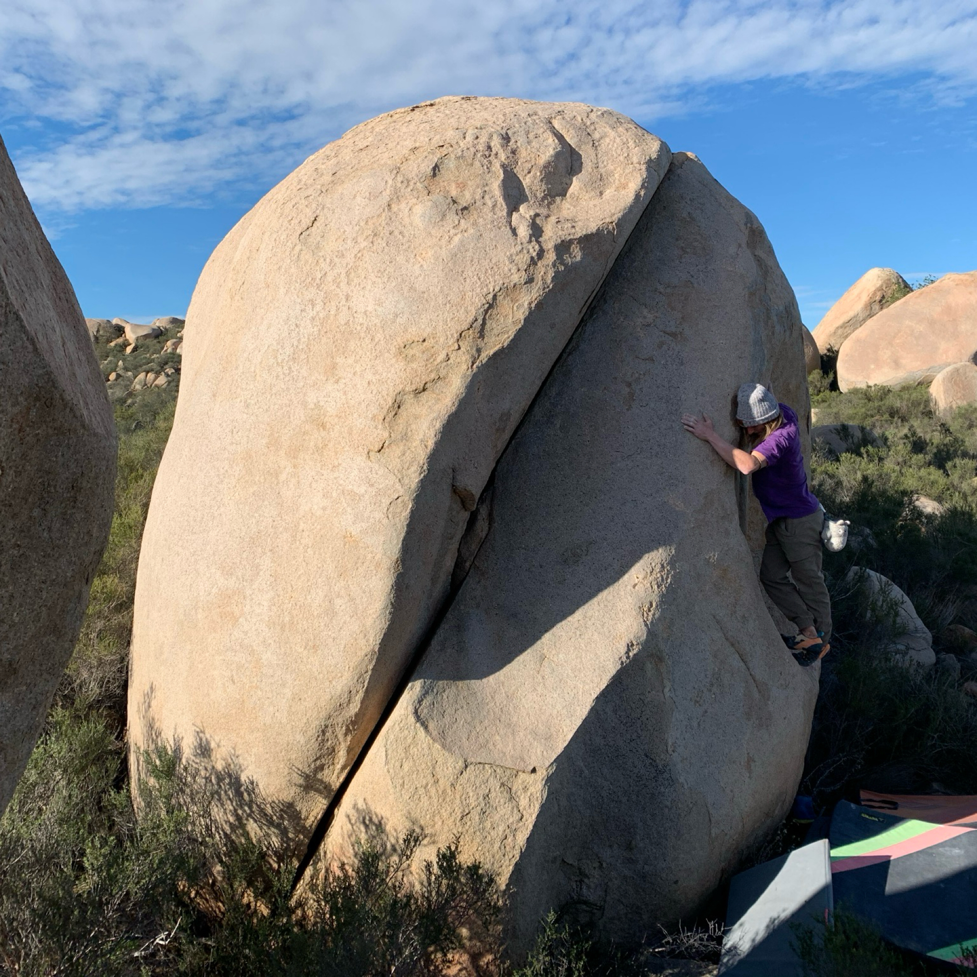Climbing Beta video of climbers on Greasy Spoon v3 in Lake Ramona with undefined beta videos in KAYA, the climber's app - where climbers can log and track their ascents, progress, and connect with their local gym and outdoor climbing community.
